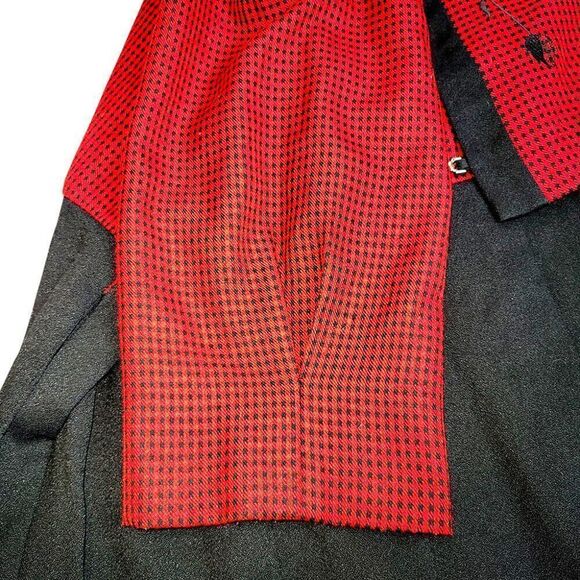 Ms Dorby red black houndstooth embroidered roses long dress - Picture 5 of 7